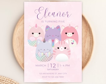 Customizable Squishmallows Birthday Party Invitation, Digital Download, Printable Invitation, Squishmallows Themed Birthday Party Invitation