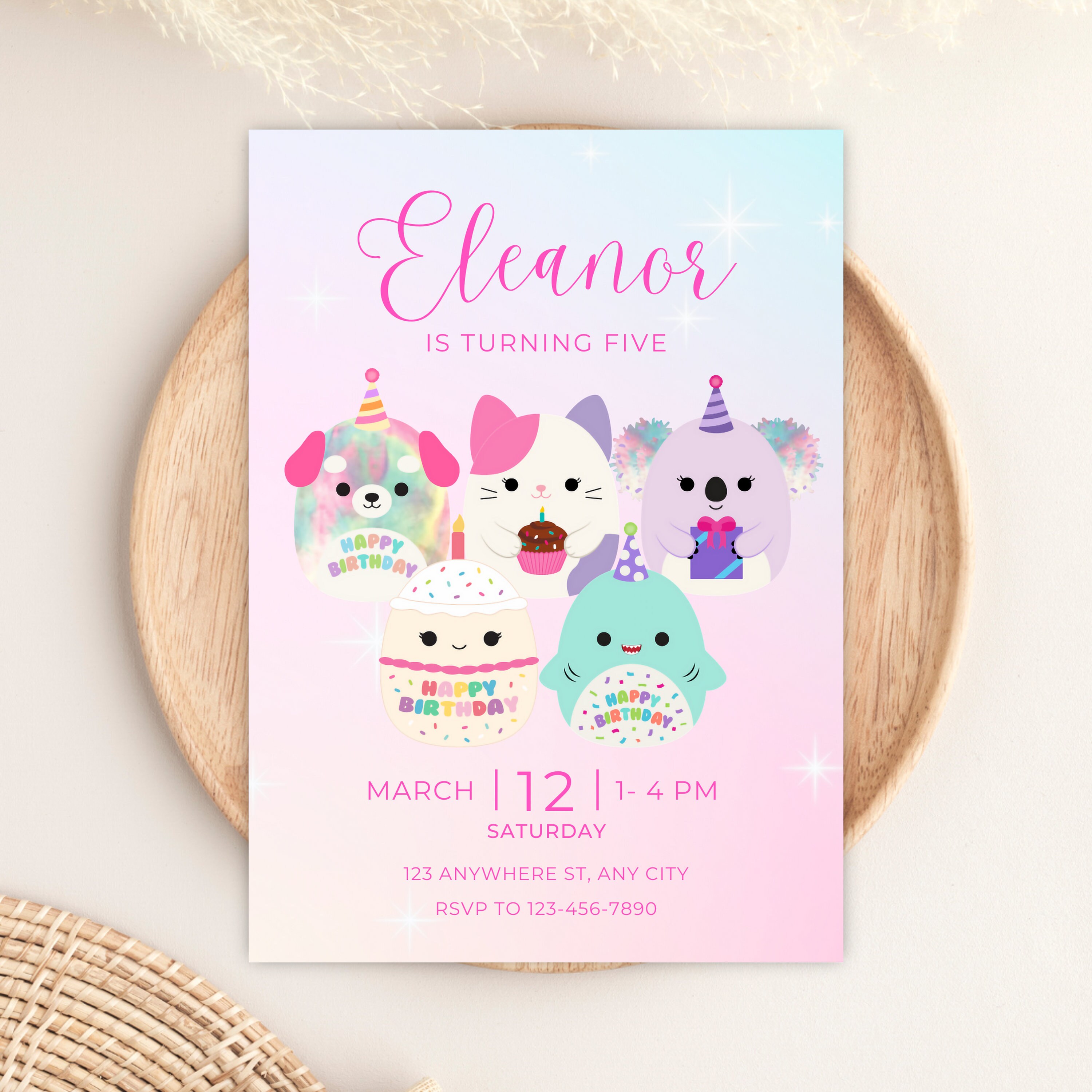 Customizable Squishmallows Birthday Party Invitation Digital Download Printable Invitation Squishmallows Themed Birthday