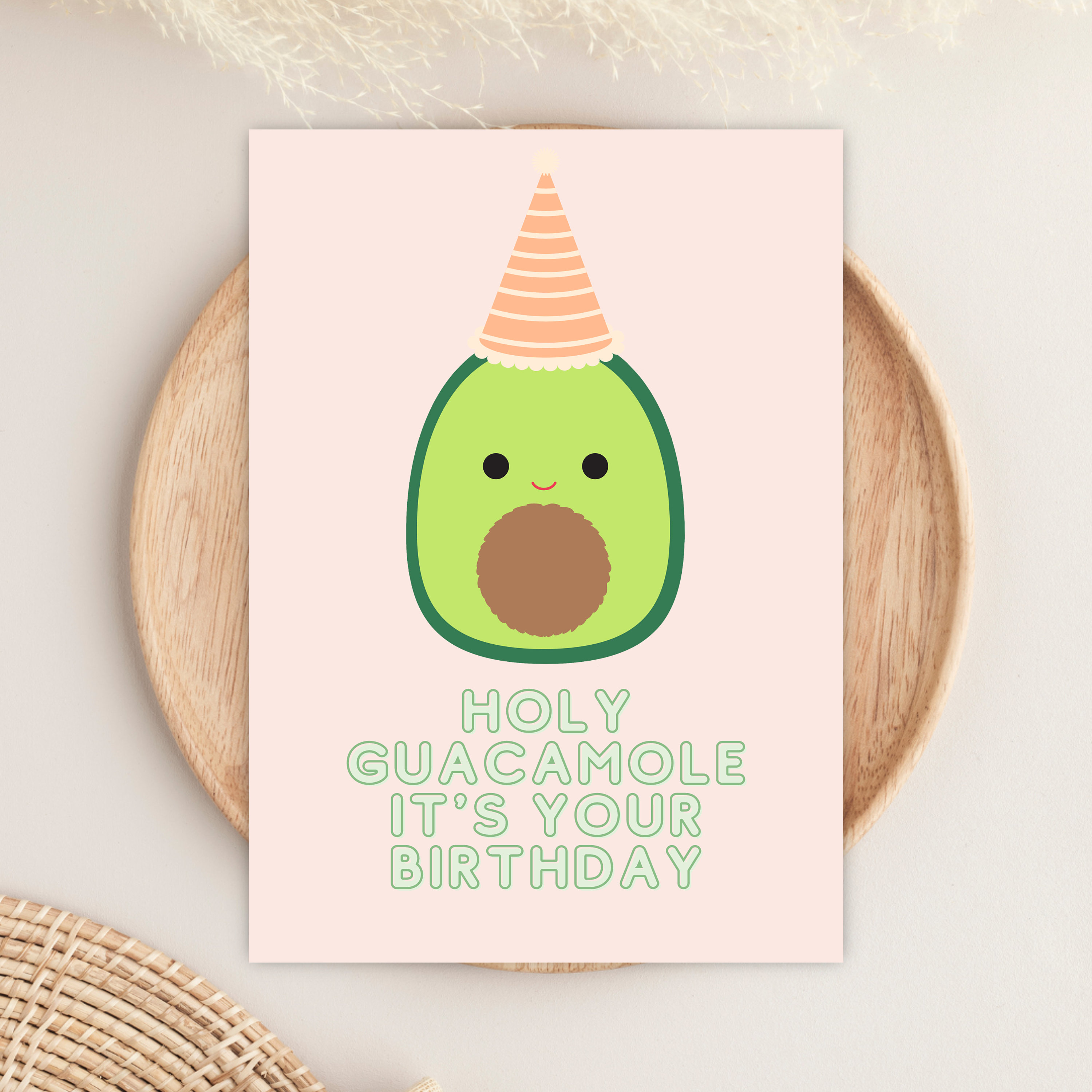 Squishmallows Printable Birthday Card, INSTANT Download, Squishmallows Avocado Pun Card, Holy Guacamole It's Your Birthday, Digital Download