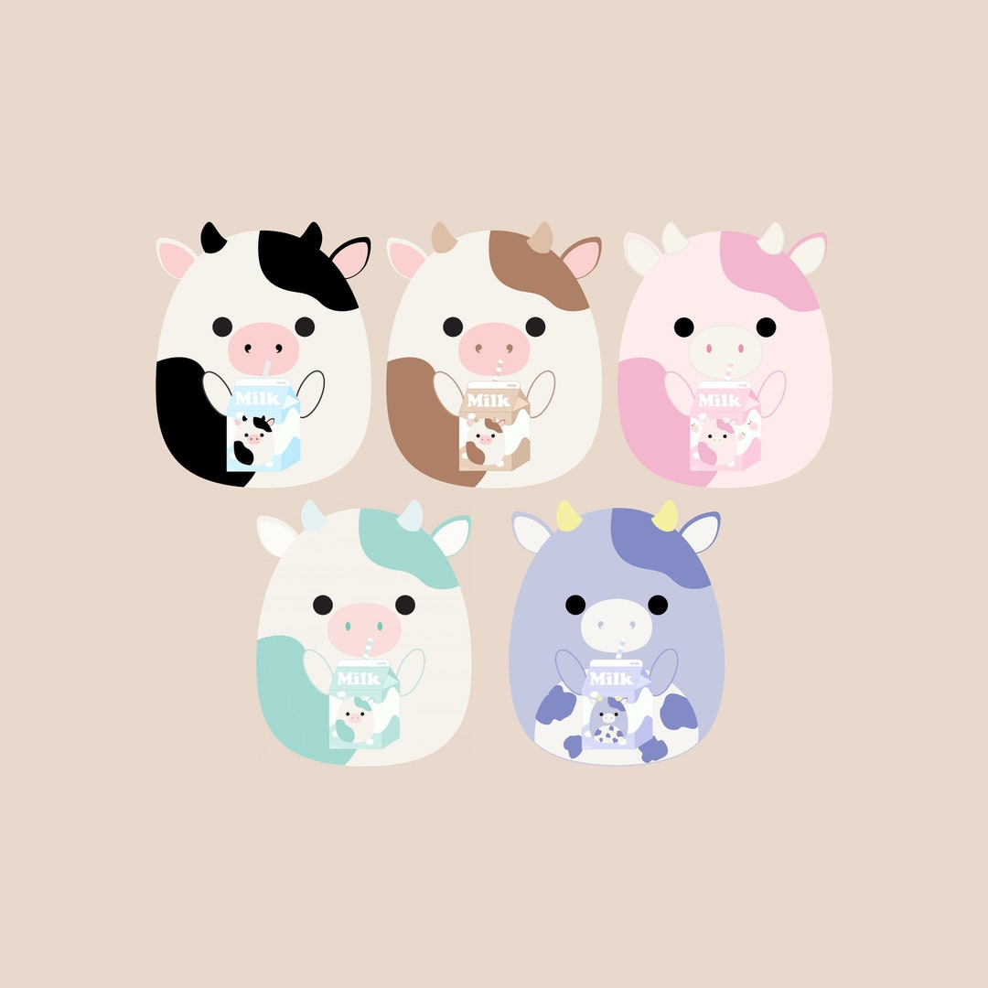 Squishmallows Cows Holding A Milk Carton PNG Clipart Images With