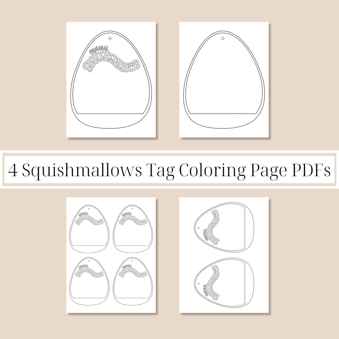 4 Squishmallows Tag Coloring Page Pdfs, INSTANT Download, Squishmallows ...