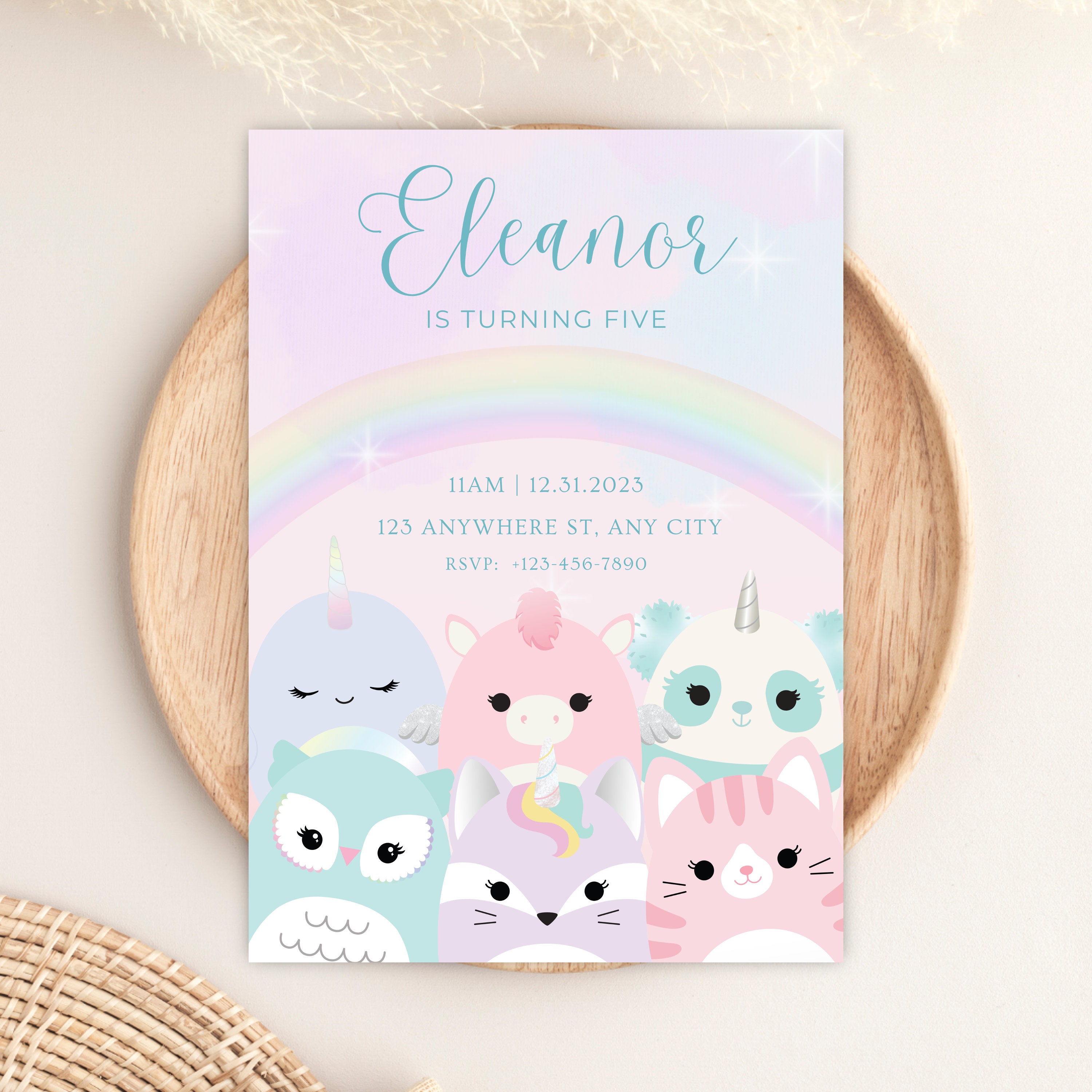 Customizable Squishmallows Birthday Party Invitation Digital Download Printable Invitation Squishmallows Themed Birthday