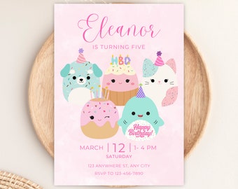 Customizable Squishmallows Birthday Party Invitation, Digital Download, Printable Invitation, Squishmallows Themed Birthday Party Invitation