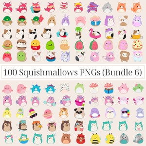 100 Squishmallows PNG Bilder mit transparentem Hintergrund, SOFORT Download, Squishmallows Geburtstagsparty, Squishmallows PNG Bundle