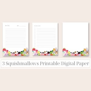 3 Squishmallows Printable/Digital Papers PDFs, INSTANT Download, Squishmallows Notizen, To Do List, & Blank Paper, Squishmallows Bday Party