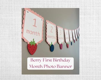 Berry First Birthday Banner | Watch Me Grow Berry Theme | Berry Themed First Birthday | Berry Monthly Photo Banner | Berry Sweet Birthday