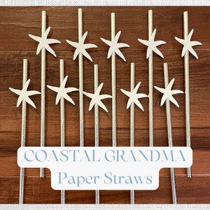 Coastal Grandma Bachelorette Party Straws | Last Toast on the Coast Bachelorette Party Favors | Starfish Paper Party Straws | Beach Straws