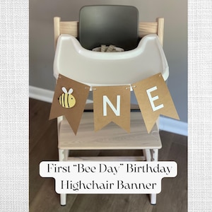 Bee Theme Highchair Banner | Our Little Honey is One Birthday Banner | First Bee Day Birthday Banner | Bumblebee Theme High Chair Banner