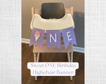 Sweet One Theme Highchair Banner | Donut First Birthday Banner | Ice Cream Theme Banner | First Birthday High Chair Banner |