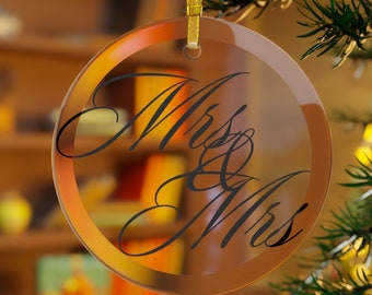 Mrs and Mrs Glass Ornament Wedding Gift