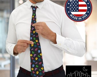 Colorful Climbing Holds Necktie | Rock Climbing Pattern | Rock Climbing Tie Black