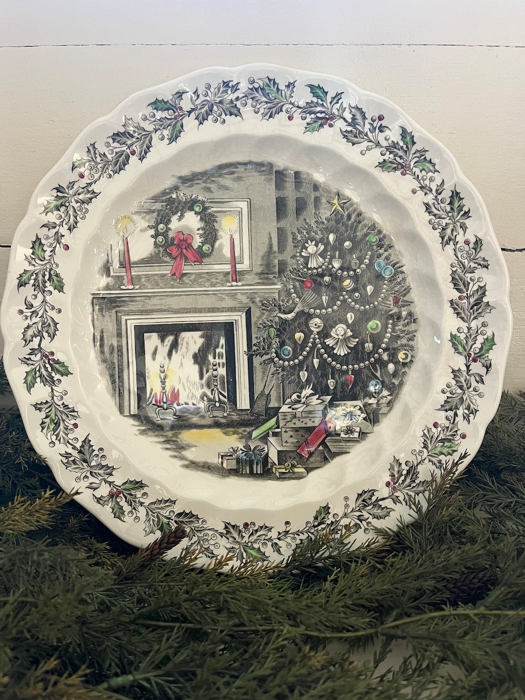 Johnson Brothers Merry Christmas Round 12 1/2 Serving Platter Chop Plate Etsy