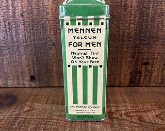 Vintage Mennen Talcum for Men Tin Green Stripe