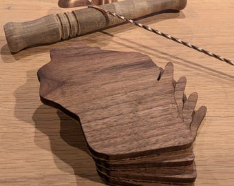 Wisconsin Coasters: Set of 4 Coasters in Walnut with Cork Backing
