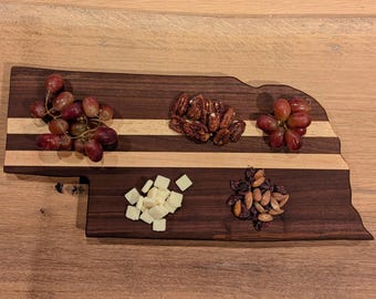 Nebraska Cutting Board: Handmade Walnut & Maple Charcuterie and Cutting Board