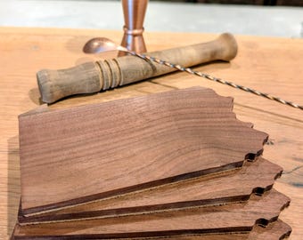 Pennsylvania Coasters: Set of 4 Coasters in Walnut with Cork Backing