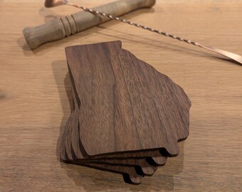 Georgia Coasters: Set of 4 Coasters in Walnut with Cork Backing