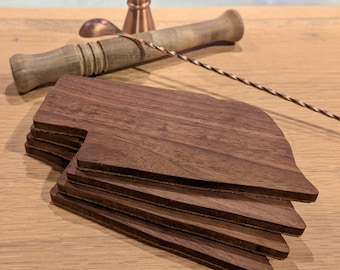 Nebraska Coasters: Set of 4 Coasters in Walnut with Cork Backing