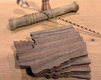 Washington Coasters: Set of 4 Coasters in Walnut with Cork Backing