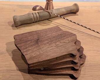 Iowa Coasters: Set of 4 Coasters in Walnut with Cork Backing