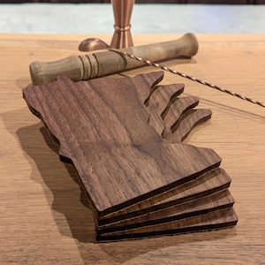 Set of 4 State of Minnesota Solid Wood Coaster Handmade with Locally Sourced Walnut