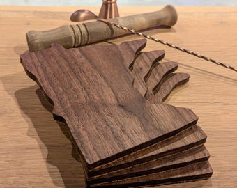 Minnesota Coasters: Set of 4 Coasters in Walnut with Cork Backing