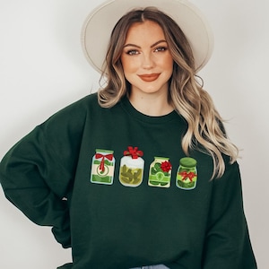 Christmas Pickle Jar Sweatshirt | Gift for Pickle Lover | Christmas Pickle Jar Crewneck | Tops for Pickle Enthusiast | Dill Pickle Hoodie