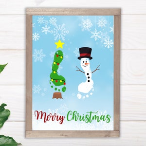 DIY Christmas Craft, Handprint Art for Kids, Printable Activity for Kids, Christmas Activity, Snowman, Handprint Craft, Christmas Tree Craft