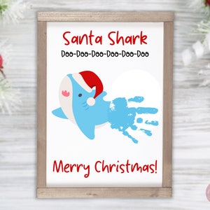 DIY Handprint Art, Christmas Craft, Handprint Art for Kids, Holiday Printable Activity, Christmas Activity, Shark, Handprint Craft, Gift