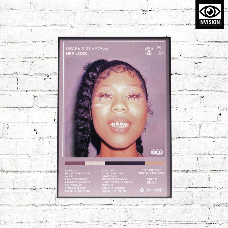 Drake 21 Savage Her Loss Custom Album Cover Drake OVO Etsy