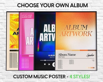 SET OF 3 - Choose Your Own Album Poster + Style | Custom Album Poster | Album Cover | Tracklist Poster | Poster Print | Wall Decor Gifts