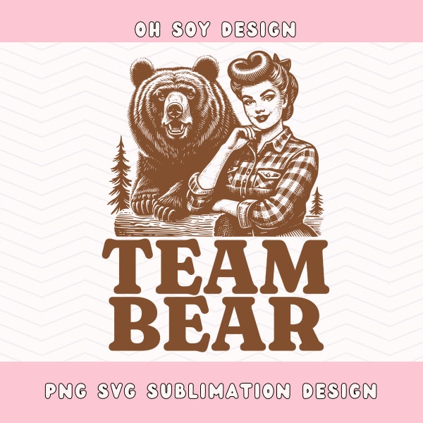 Team Bear SVG PNG, Bear Pin Up Woman, Trending design, Digital design for tshirt, sweater, tote bags, stickers and more