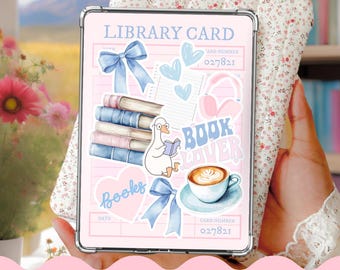 Pink Library Card Kindle Insert, Book Lover PNG (Digital Download)