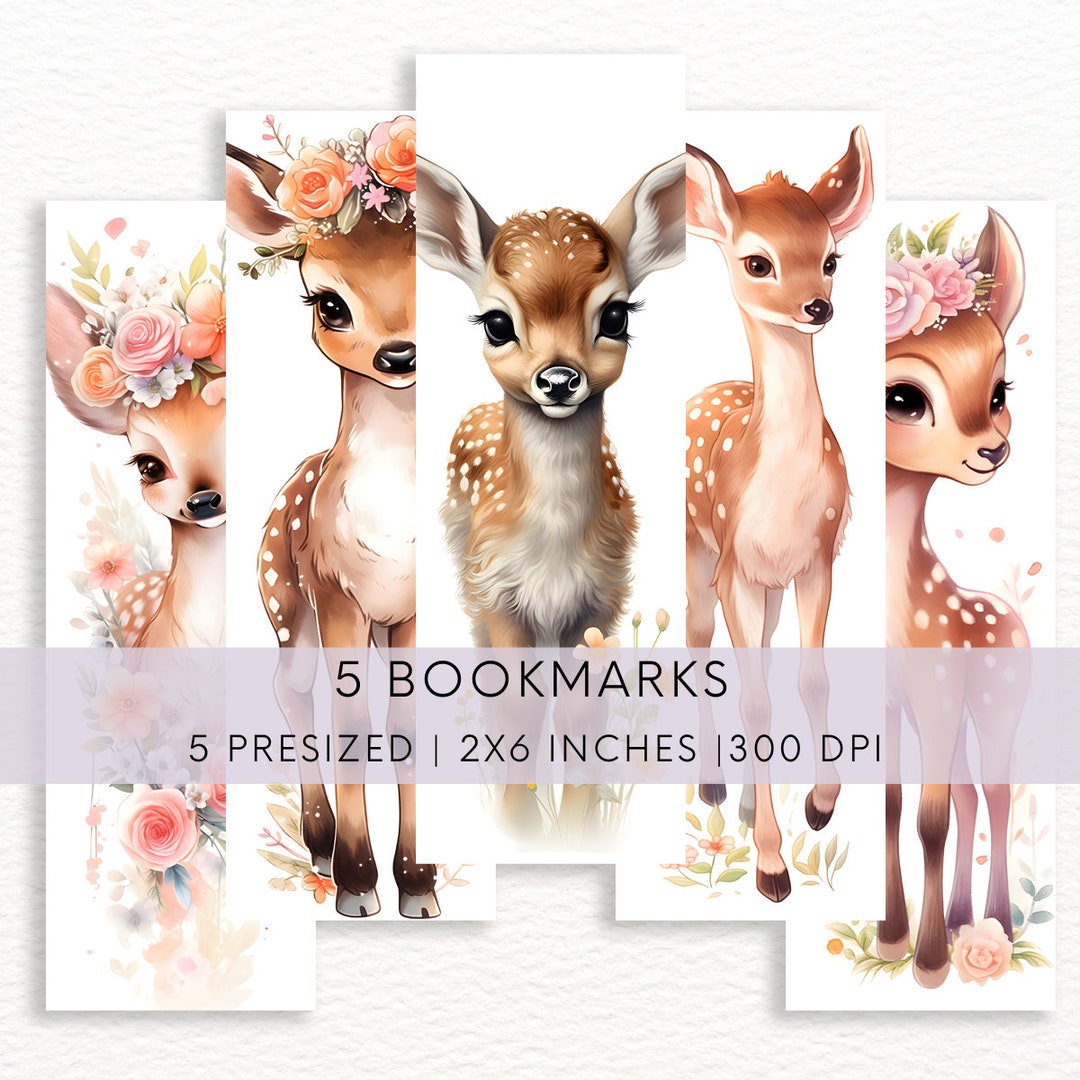 Cute Deer Printable Bookmarks PNG, Cute Animal Book Lovers Designs ...