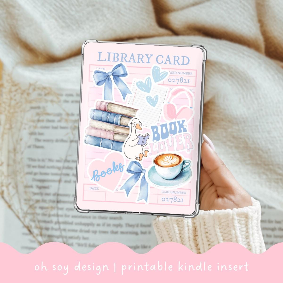 Pink Library Card Kindle Insert, Book Lover PNG (digital Download) - Etsy