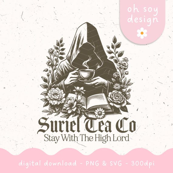 Suriel Tea Co SVG PNG: Retro Bookish Design (Digital Download)