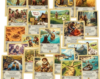 21 Pack Fan made Victory Cards & Profession Bonus Cards compatible with Catan's Settlers of Catan, Victory Point Fan made extension