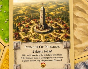 Pioneer of Progress - Victory Point compatible with Catan's Settlers of Catan, Victory Point Fan made extension, Catan game night