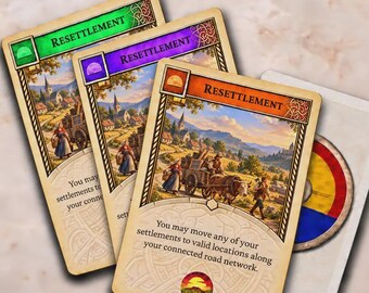 Aangepaste kaart voor Catan (5e en 6e editie), inclusief thema 'Hervestiging', 2 ​​exemplaren.