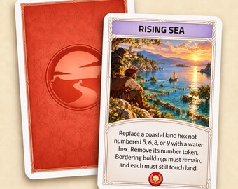 Catan-kaart voor eigen ontwikkeling – Rijzende Zee, stijlen van de 6e en 5e editie, 2 exemplaren
