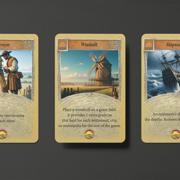 25 Catan Development Cards- english version -fan made unofficial development cards l settlers of catan unofficial add on l Catan upgrade