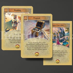 Conjunto de cartões de proposta personalizados de Catan - Você quer se casar comigo?, 3 cartões: proposta, casamento, felizes para sempre, tema Colonizadores de Catan - presente de noivado