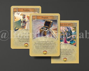 Juego de cartas de propuesta personalizadas de Catán: ¿Te casarías conmigo?, 3 cartas: Propuesta, Boda, Felices para siempre, temática de Los Colonos de Catán - Regalo de compromiso