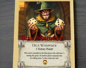 Dice Whisperer - carte de points de victoire fabriquée par des fans compatible avec les colons de Catane, extension de points de victoire faite par des fans, soirée de jeu de Catane