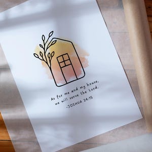 Joshua 24:15, As For Me And My House, Bible Verse Gift, Christian Art, Christian Home Décor, Digital Download, Minimalist, Bible Quote