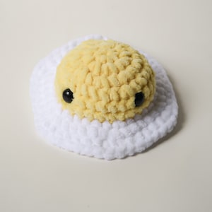 Ganchillo de huevo frito estético/comida de desayuno linda/patrón de ganchillo amigable/borroso/amigurumi/hecho a mano/juguete fidget/felpa/peluche/regalos/
