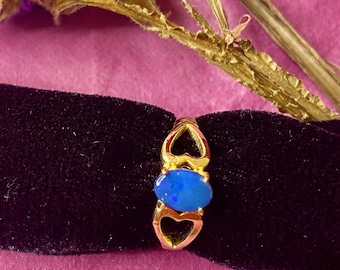 Gold OPAL RING set with 1 x Genuine Australian Opal Doublet 7x5mm plus 1 Ring Clip | One left!!