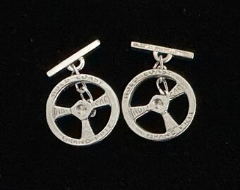 Brand New S/S .925 Med Steering Wheel Cufflinks 19mm dia 8.9gr- Commemorating 1st Australian INDY Car GRAND PRIX-Gold Coast 1991-