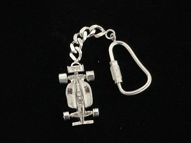 S/silver .925 Keychain- 'spin Wheels' Car 32x19x6.5mm- 21.1gr -11.2cm ...