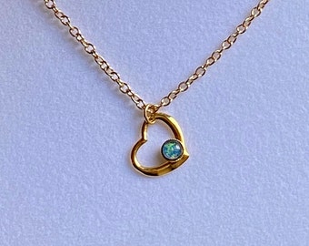 Gold HEART PENDANT -set with 1 x  Genuine Australian Opal | One left!!